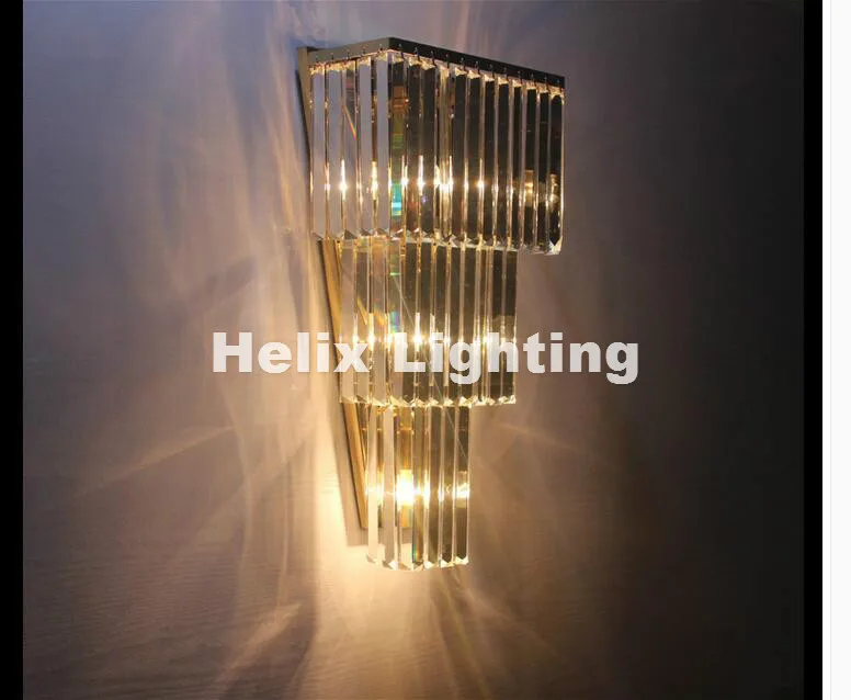 Newly Chrome/Golden Wall Lamp W30cm Wall Sconce Bedside Living Room Wall Light K9 Clear Crystal Guaranteed 100%+Free shipping!