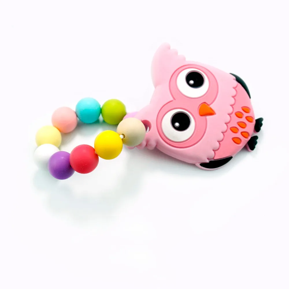 Sutoyuen Baby Silicone Teether Cartoon Owl Chew DIY Crafts Baby Shower Gift  Toys Bracelets Rattles Teething Accessories