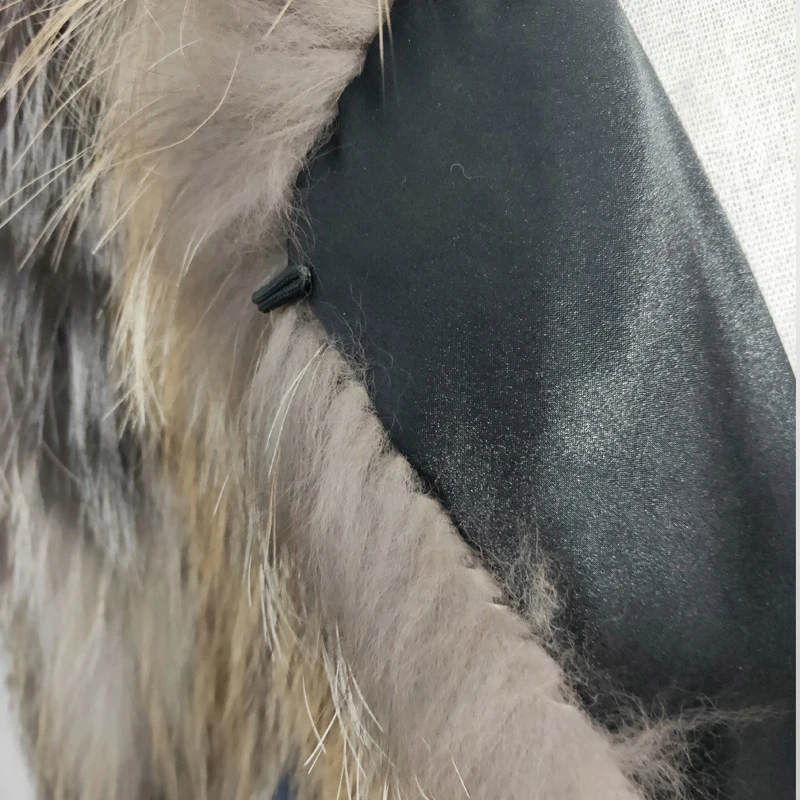 Classic style raccoon fur woven jacket stitching color true fox fur coat ladies fur coat 100% raccoon fur