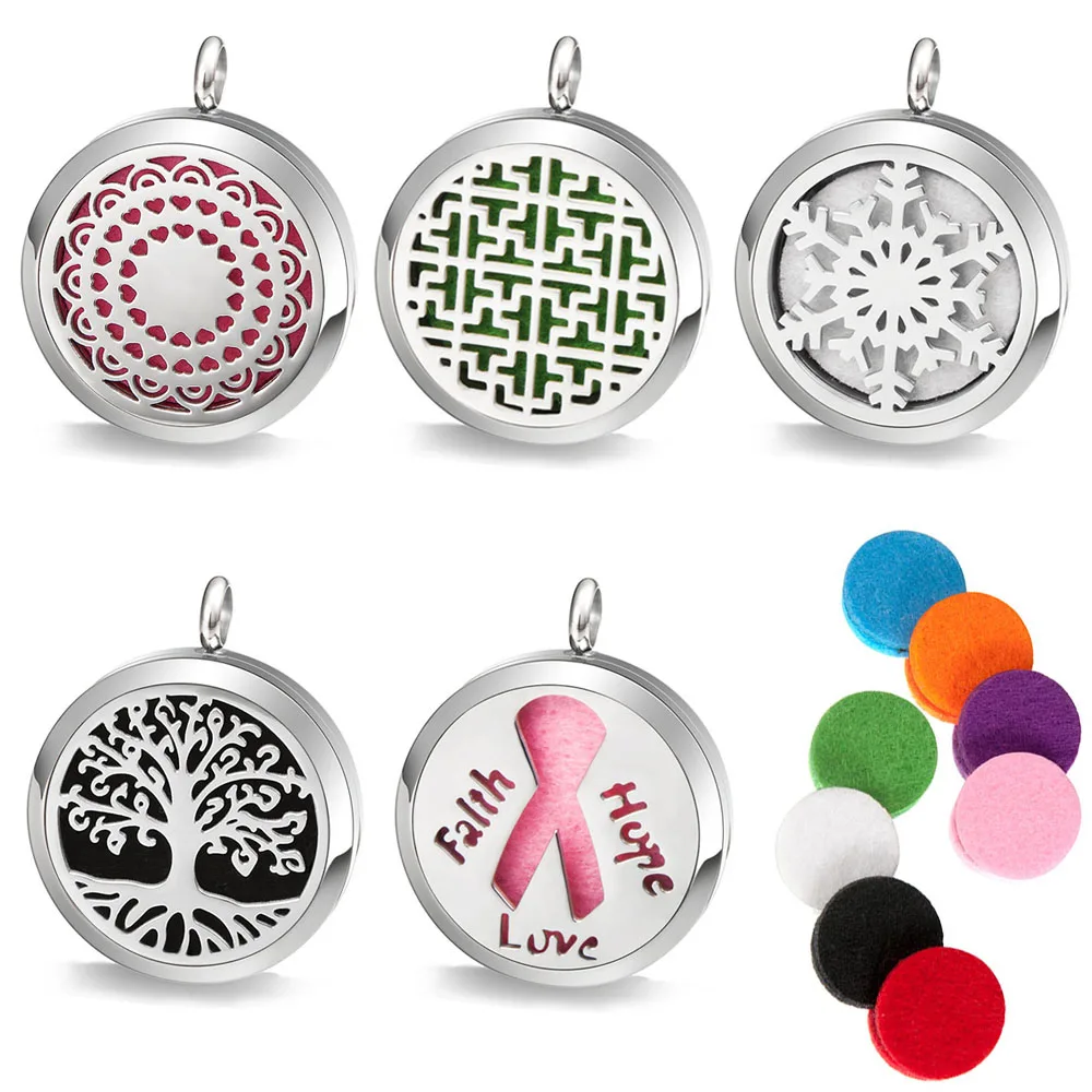 Essential Oil Diffuser pendant Perfume lockets Stainless Steel floating magnetic necklace chain pendants and free pads