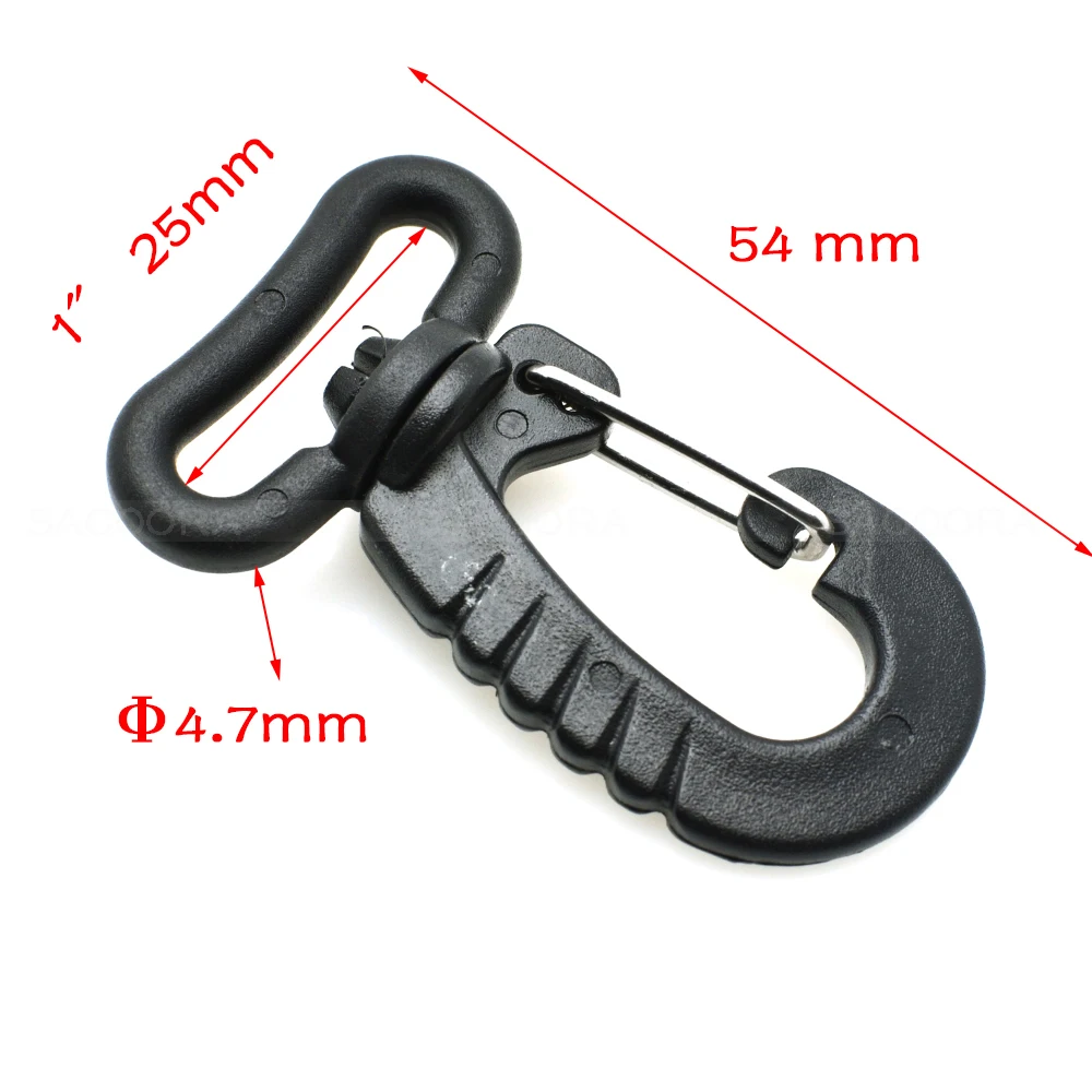 Black Color Plastic Swivel Snap Hook for Keychain Backpack Buckle Belt Strap Outdoor sports bag accessories