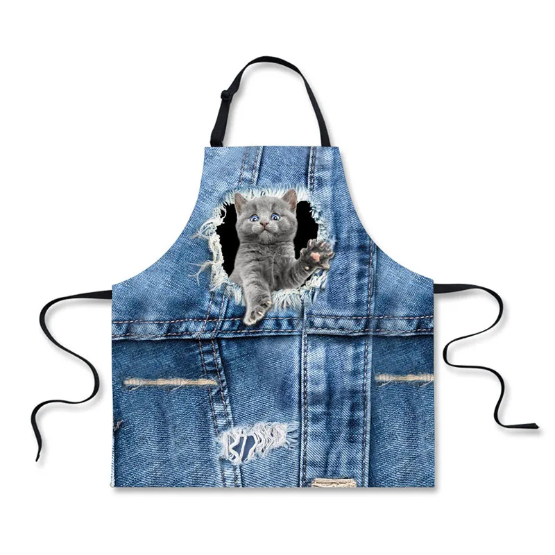 

High quality 3D printing cowbody Zoo cute animal pattern home leisure fashion kitchen supplies aprons