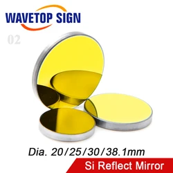 WaveTopSign Si Reflective Mirror Dia.20 25 30 38.1mm 3Pcs Gold-Plated Silicon for CO2 Laser Engraving Cutting Machine