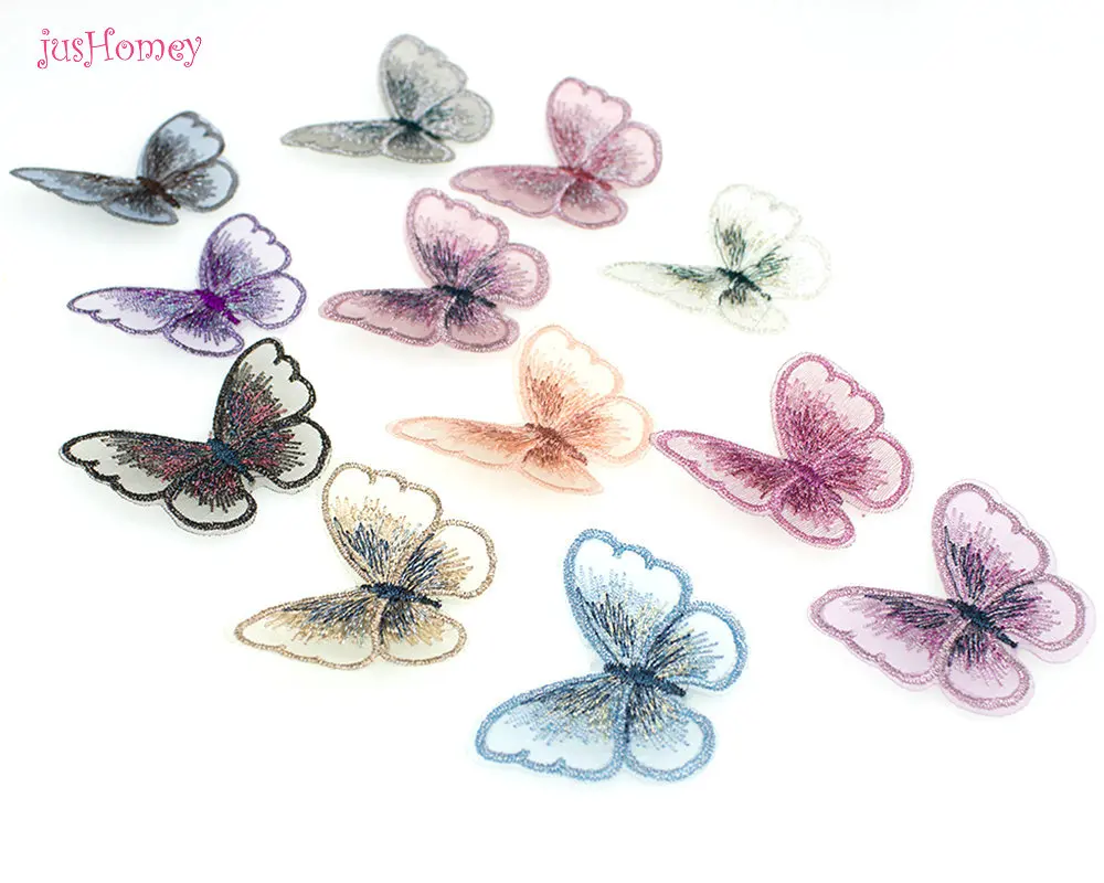 30PCS/lot Mix Embroidery Lace Butterfly Appliques 5cm Translucent Single layer for Party Decor,Garment Embellishment