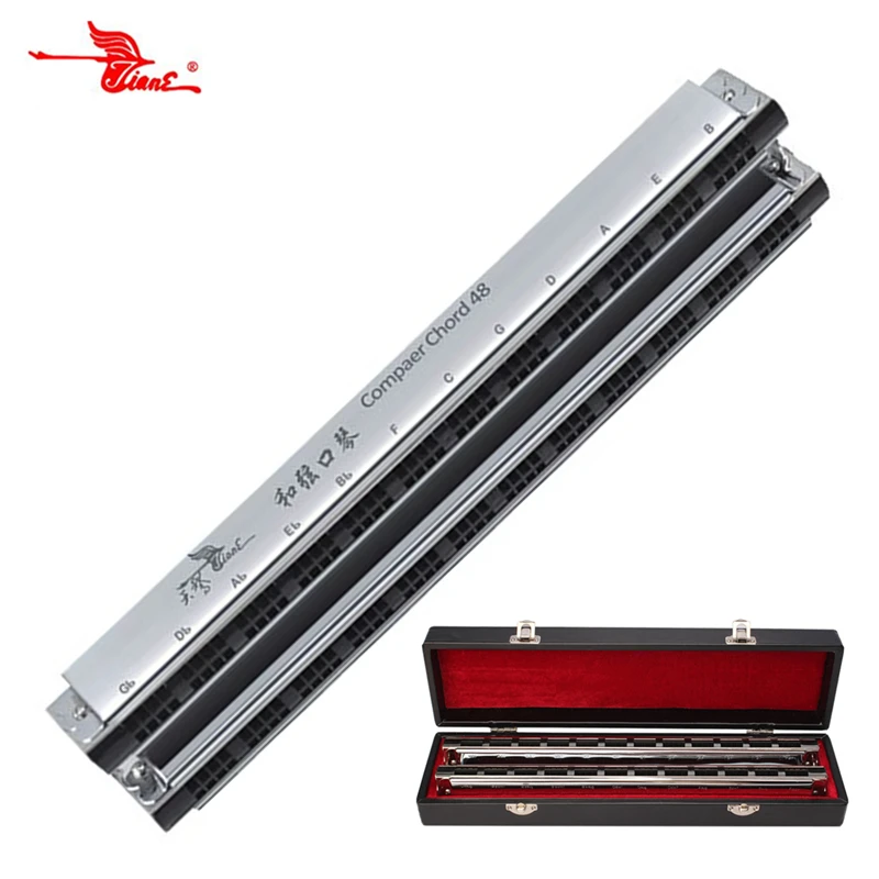 

Swan Professional Senior 48 Chord Harmonica Orchestral Harp 24 suit of Compact Chord Mouth Organ SW48HX Free Shipping