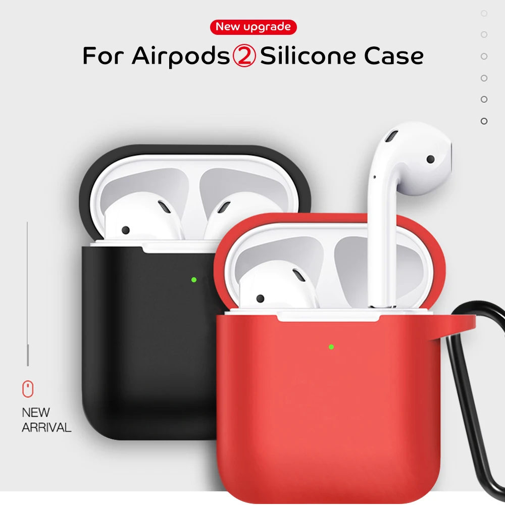 Étui Airposie 2 pour Airpods 2e génération, housse de protection pour écouteurs Apple Airpods 2, manchon en silicone avec crochet
