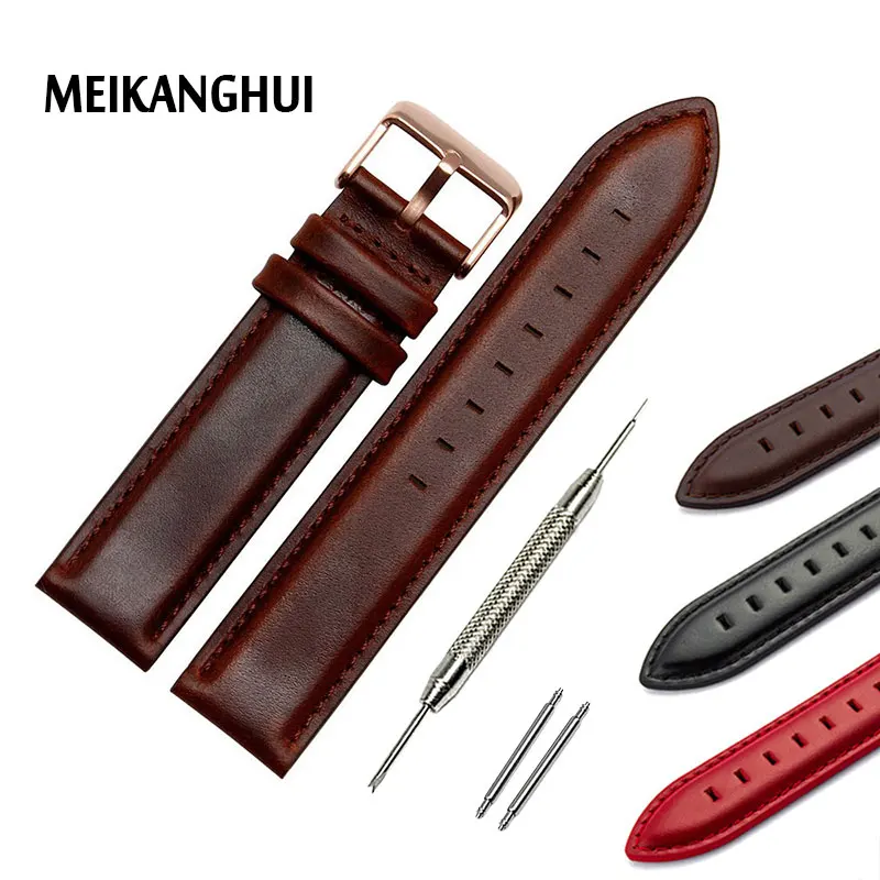 New arrived High quality  12mm 13mm 14mm 17mm 18mm 20mm watchband Genuine leather watch strap Bracelet black brown