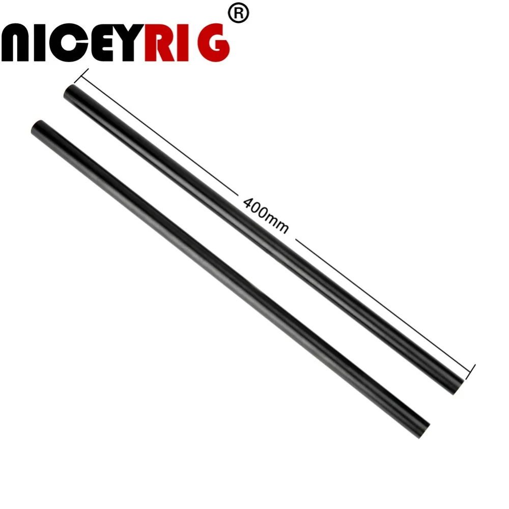 NICEYRIG 15mm Rod DSLR Camera Rig 15mm Shoulder Rig Video Camera Cage Rail Rod Aluminum Black Length 40cm / 16 inch (Pack of 2)