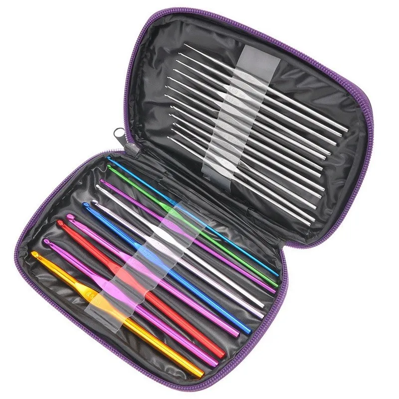 Crochet needles for hair and Wool 22Pcs/Set Multi-colour Crochet Needles Knit Weave Craft Yarn Sewing Tools ventilating needle