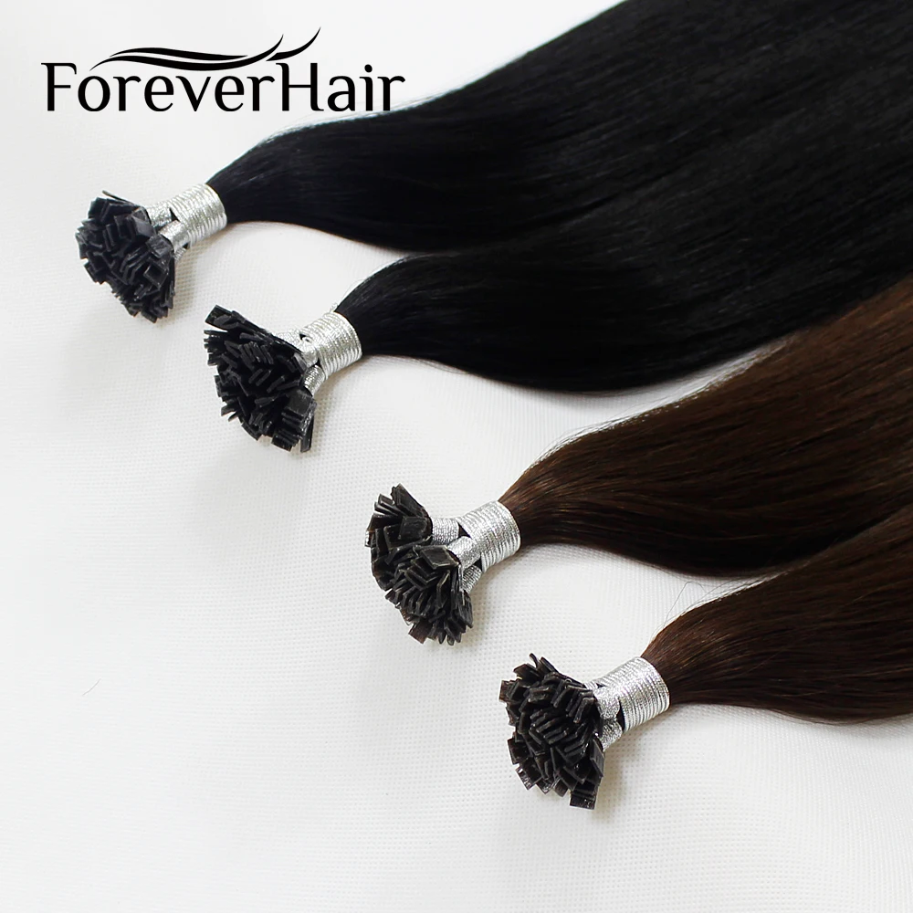FOREVER HAIR 0,8 g/s 16 "18" 20 "100% Remy Human Pre Bonded Flat Tip Przedłużanie włosów Proste kapsułki Keratyna Fusion Hair 40 g/pac