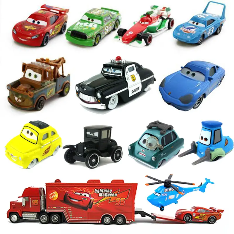 Original Disney Pixar Cars 2 Toys Lightning McQueen The Kings Doc Hudson Mater Metal Model Toy Car Christmas Birthday Boys Gifts