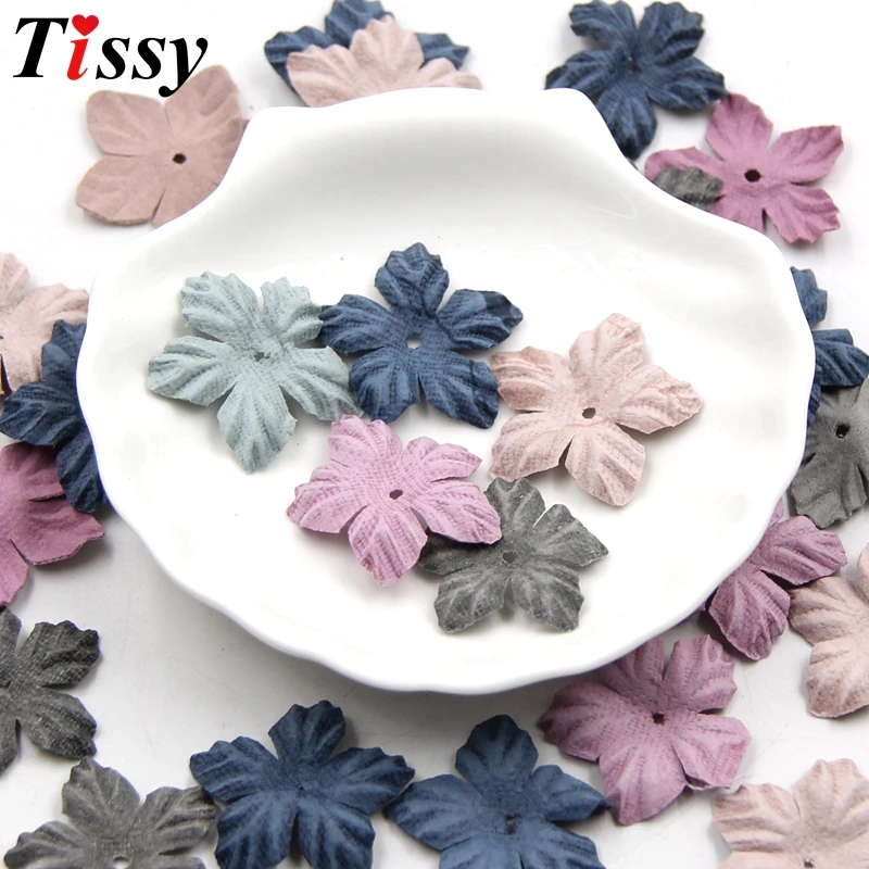 30PCS DIY Small Exquisite Leather Flowers Handmade Artificial Flower Head Wedding Decor Scrapbooking Craft Fake Flower Supplies