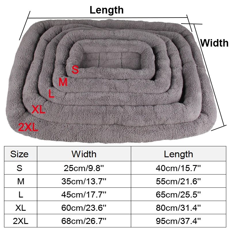 YUDODO Pets Cushions Large Dog Beds Warm Soft Blanket For Small Medium Pet Sleeping Mat Mattress 95*68cm/80*60cm/65*45cm/55*35cm