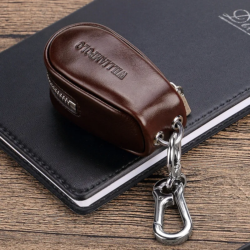 Genuine leather Leather Men's Key Bag Zipper Zero Wallet Multifunctional Waist Hanging Women's Car Key Bag