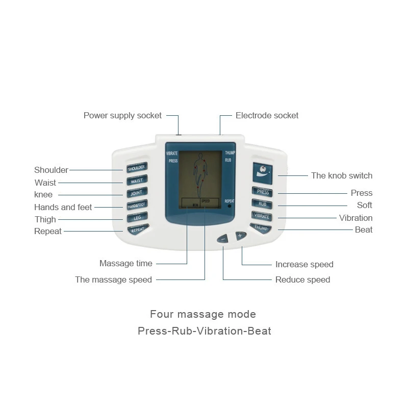 Estimulador muscular con almohadillas de electrodos, máquina masajeadora de Fitness de pulso electrónico para alivio del dolor, artritis, adelgazamiento, gimnasio