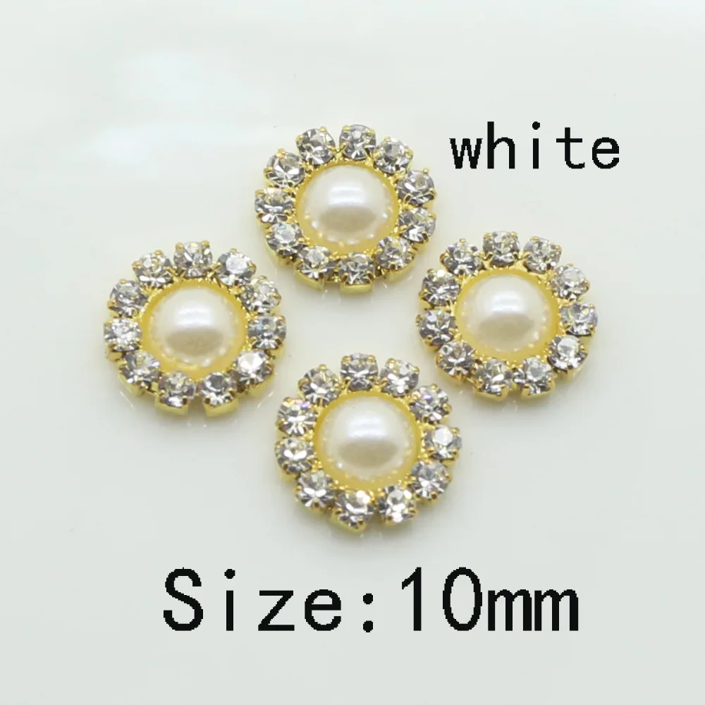 Mini White Pearl Rhinestone Button, wedding invitations decoration, hair flower center, scrapbooking, new, 30 PCs, 10mm, 2017