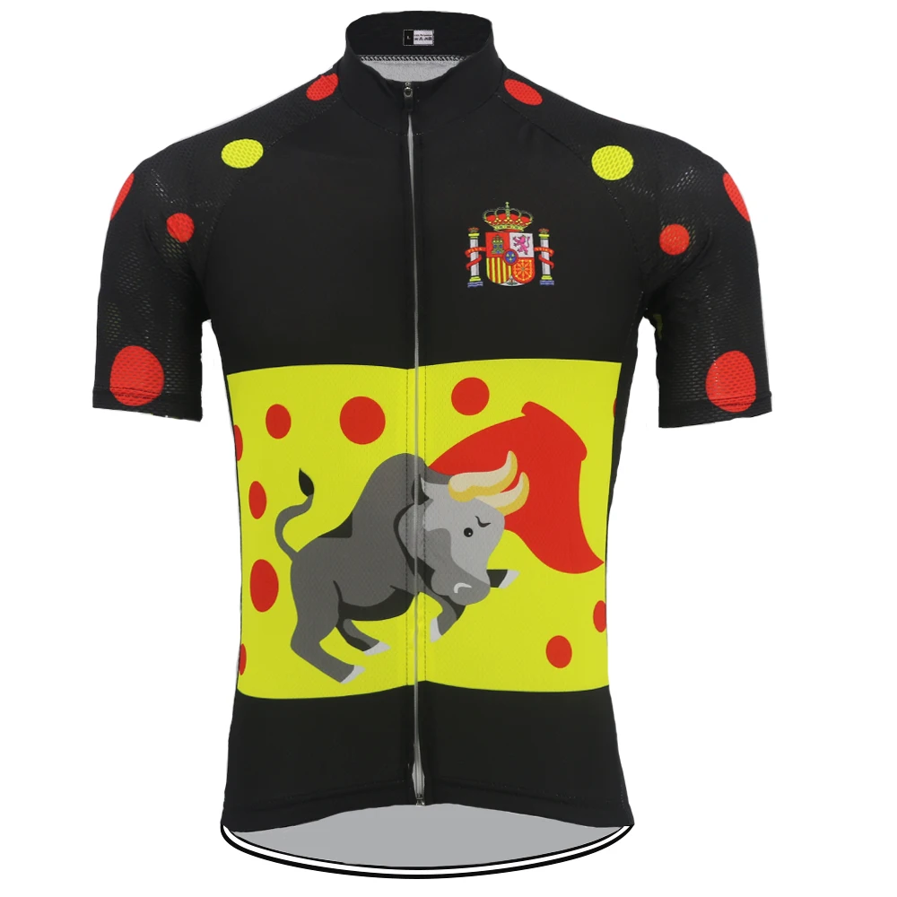 Spanish Retro Men's Cycling Jersey Short Sleeve Circular Pattern Team Bicycle Sportswear Summer Breathable Custom Triathlon