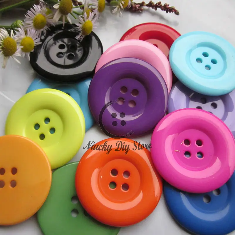 50pcs 38mm 4 holes Colorful resin coat buttons large fashion buttons clothing accessories diy sewing craft accessories