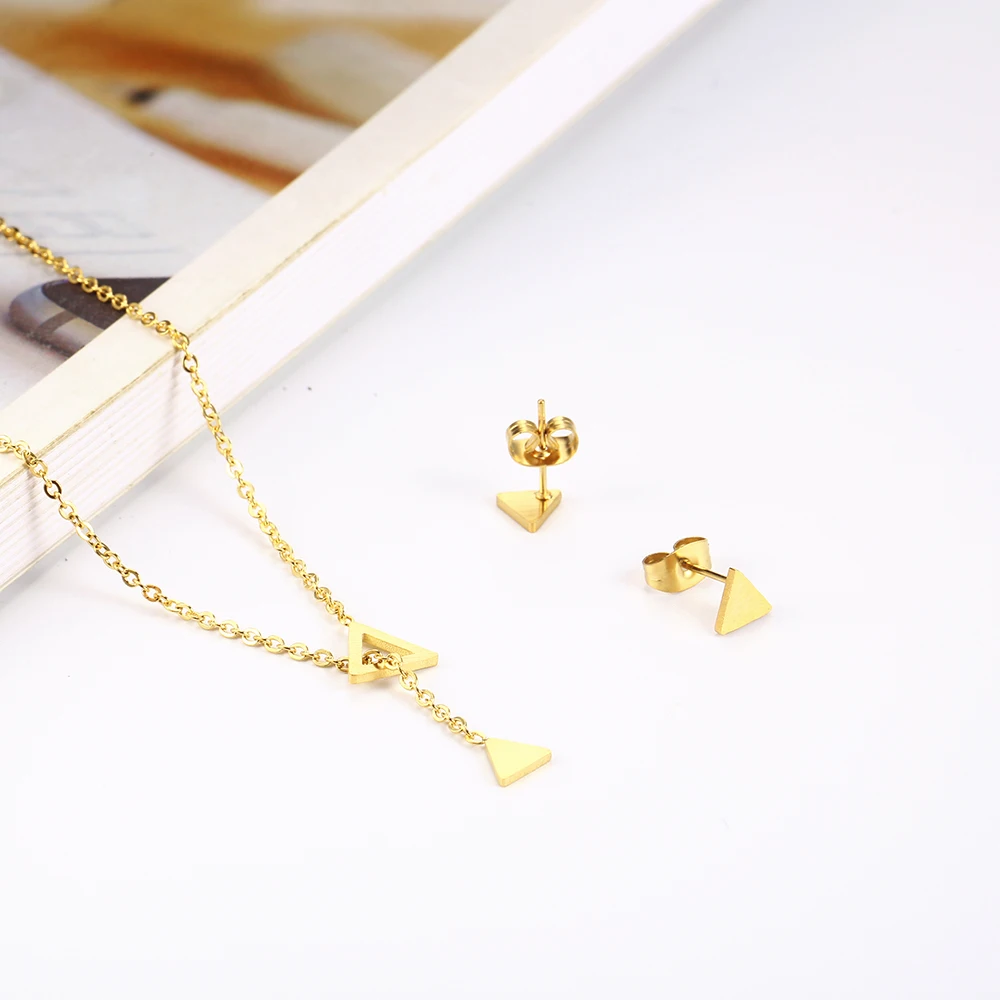 XUANHUA Stainless Steel Jewelry Set Clover Necklace Earrings Set Woman Jewelry Accessories  Bohemian