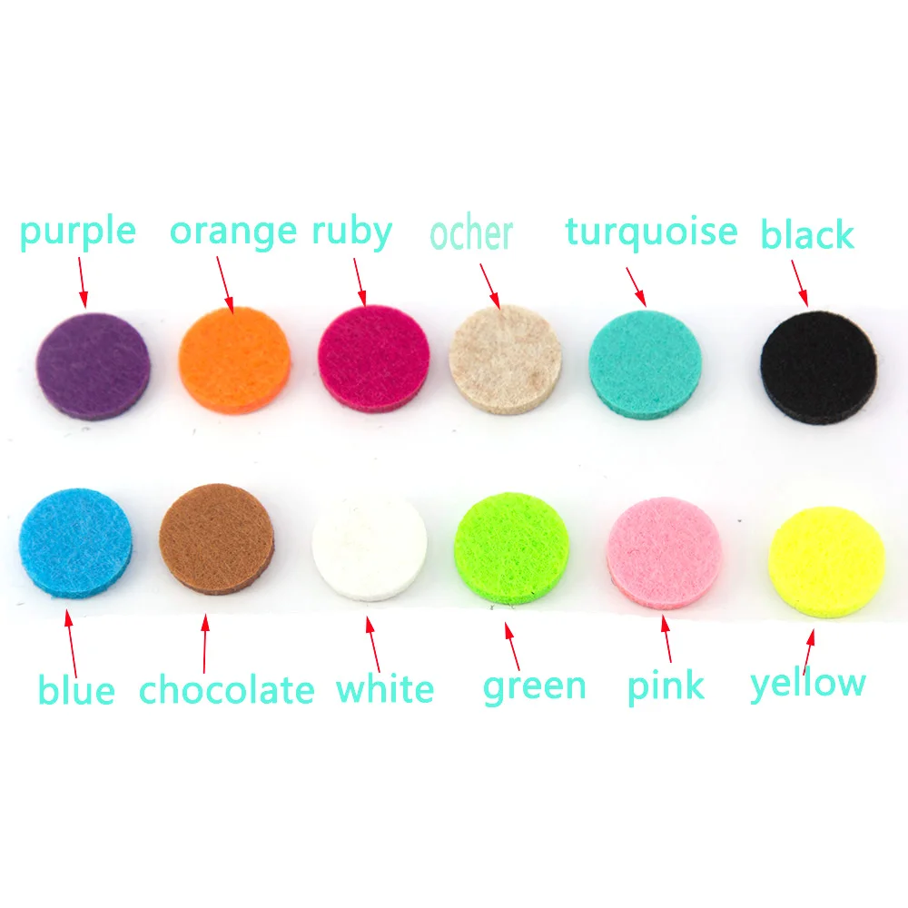 

240pcs 12 colors mixed 17.5mm Essential Oils Diffuser Locket pendant necklace Perfume Aroma Locket Replacement Pads - Round