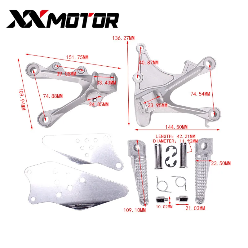 Front Foot Rests Pedal Bracket Assembly Kit For Kawasaki ZX-6R 636 2005 2006 2007 2008 ZX6R 05-08 Motorcycle Parts