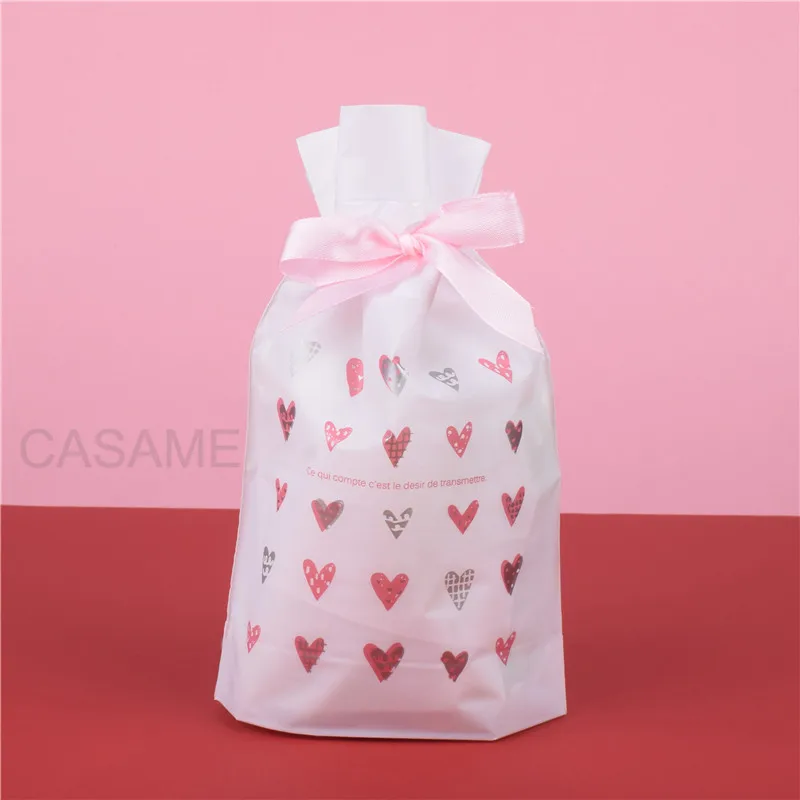 5/10pcs Candy Cookies Gift Bags With Ribbon Snack Biscuit Baking Package Wedding Birthday Party Decoration Christmas Gift Bags