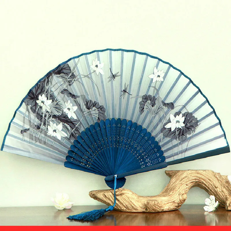 

Japanese Chinese Style S Folding Hand Fan Female Cherry Antique Small Fan thick but loosely woven silk abanicos para boda