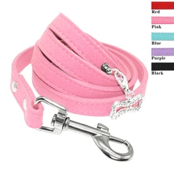 Laisse pour petit chien en cuir suédé souple, laisses roses pour Chihuahua SARL kishire PDPSmall Dogs Chats Walking Leash