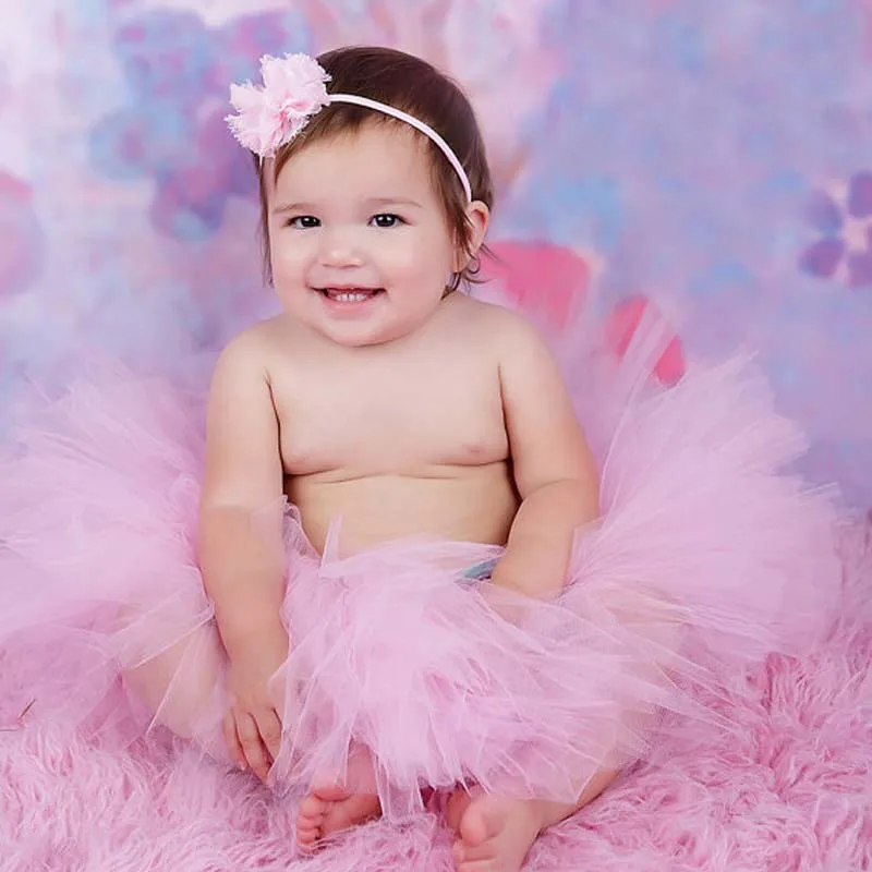 17 Designs Pink Tutu with Flower Headband Newborn Photography Props Princess Full Fluffy Little Girl Tutu Skirt TS032