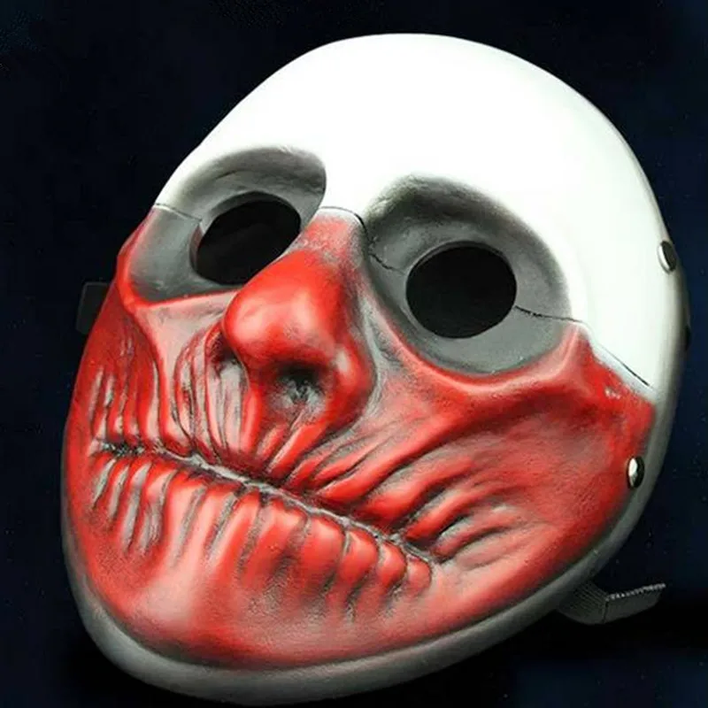Halloween Cosplay Payday 2 resin Mask Dallas Wolf Chains Hoxton Horror Clown Mask Pay Day Halloween Theme Party Grimace Mask