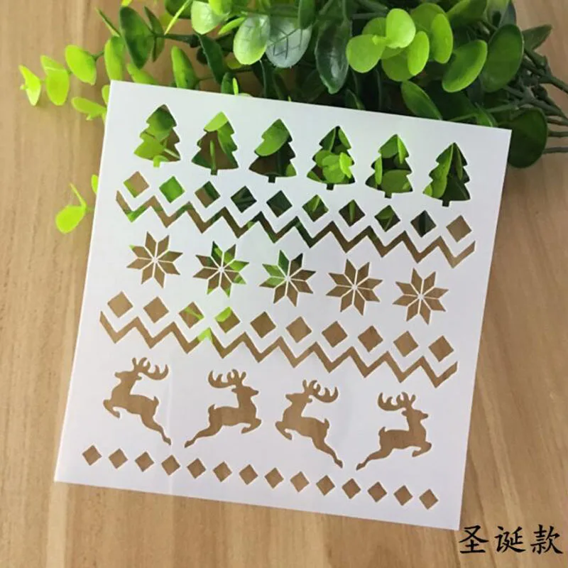 2pc Christmas Deer Craft Layering Stencils For Walls Scrapbooking Painting Template Album Decor Embossing Office School Supplies