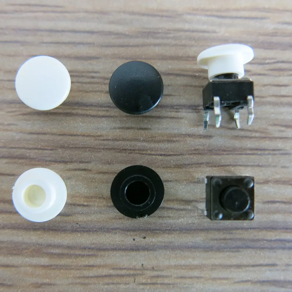 100Pcs/lot 50x white 50x black button cover cap ID=3.4mm for 6x6x5 6x6x6mm push Button Tactile Tact mini Switch Taster schalter