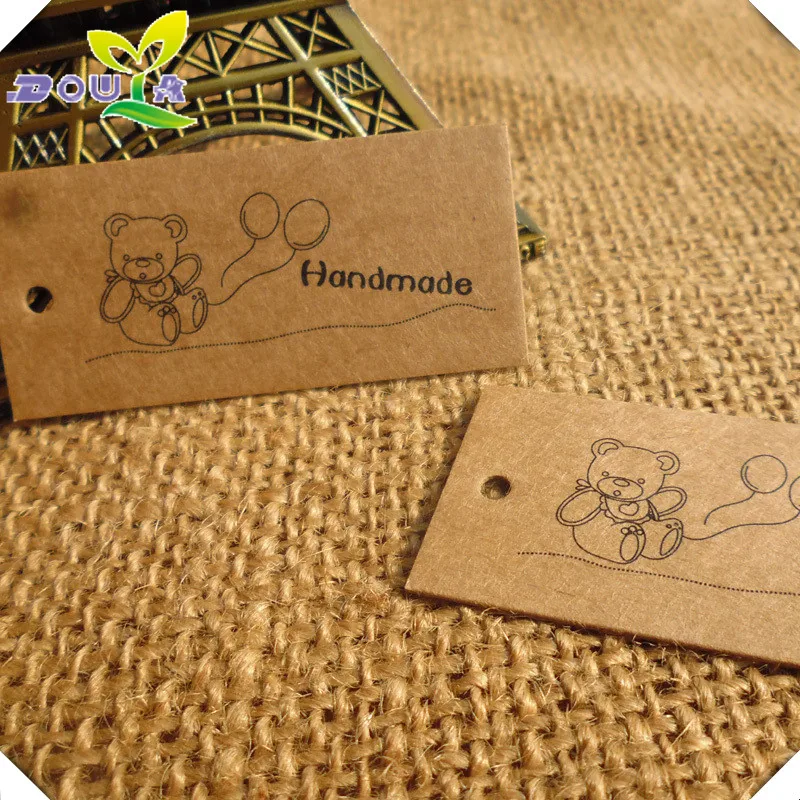 Retro bear handmade handmade Pendant Gift Box baking gift decorative label card