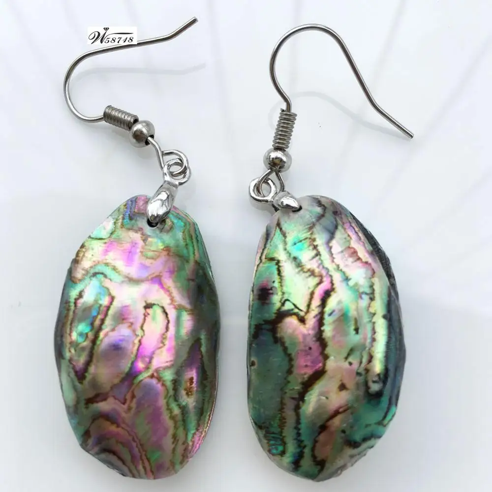 Fashion Jewelry New Zealand Abalone Shell Beads Dangle Earrings 1Pair WFH635