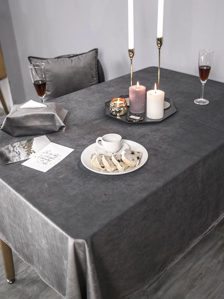 Nordic Style Soild Velvet Table Cloth Fashion Home Party Decor Table Cover 12 Colors Rectangle Luxury Tablecloth Water Washable