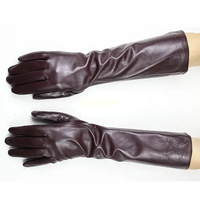 Long Sheepskin Gloves Color Leather Velvet Lining to Keep Karm Autumn and Winter Outdoor Wind Cold Free Shipping