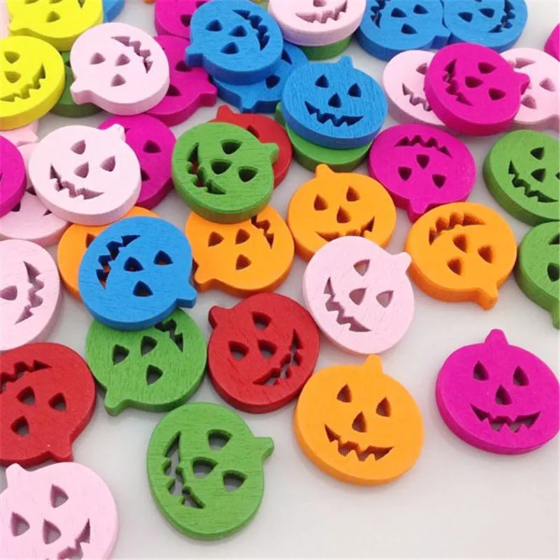 Halloween Wooden buttons Mixed Pumpkin 2 Hole Sewing Craft Button for DIY Clothing Accessories Scrapbooking WB192