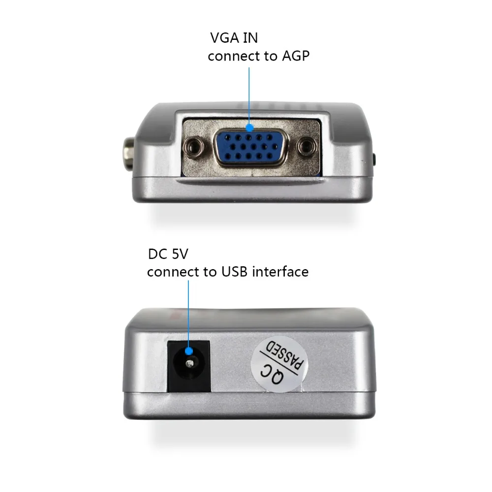 Konwerter Wiistar VGA na AV RCA VGA na AV S Adapter wideo wideo Skrzynka rozdzielcza TV PC 1080P