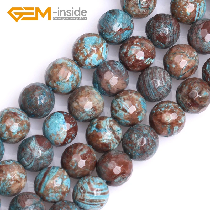 GEM-inside 4mm-14mm Round Faceted Crazy Lace Agat e(dyed color)Stone Beads Loose Beads For Bracelet Making Strand 15 inches DIY!