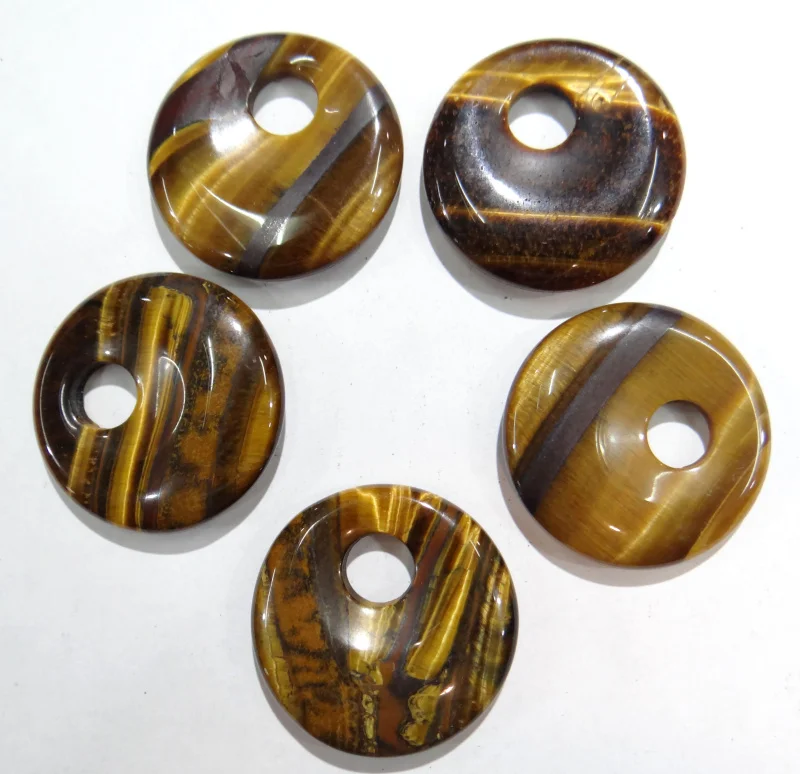 

Wholesale 30mm Natural Tiger Eye Stone Gogo Donut Charms Pendant for Jewelry Making Necklace Pendant Accessories 15pcs/lot