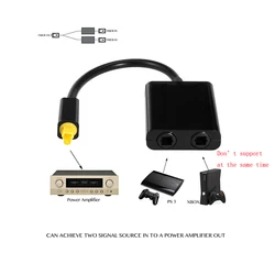 Digital SPDIF Optical Audio Splitter 2 Way Toslink Splitter Adapter 1 input 2 Output SPDIF Optical Cable Splitter Hub