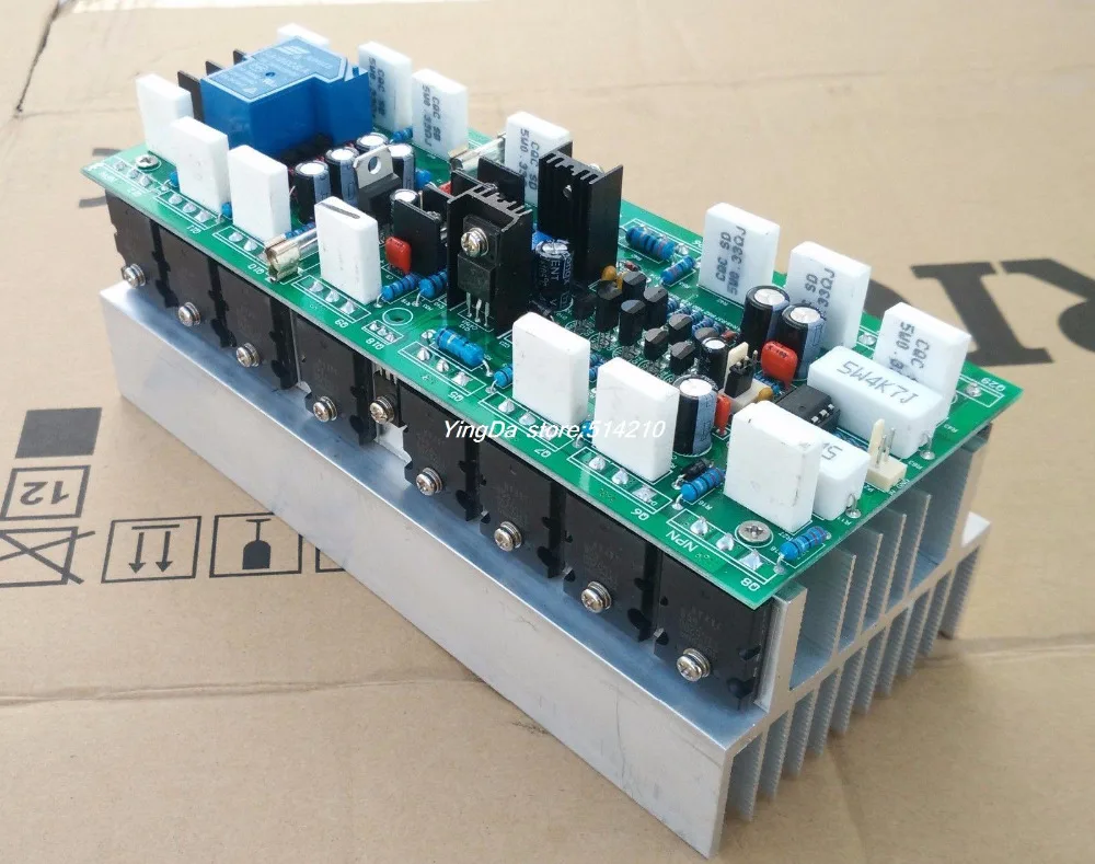 High power good sound assembled HIFI 1000W TTC5200/TTA1943 mono amplifier board with the 2u heatsink