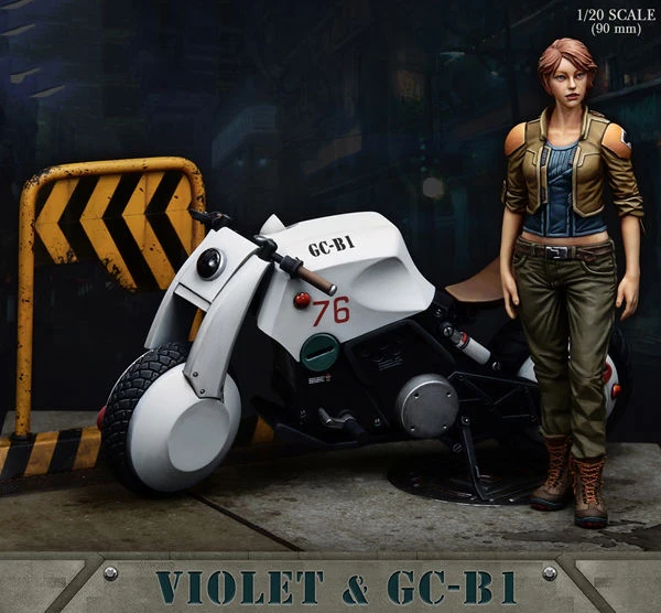 Unpainted Kit  1/ 20 90mm   future soldier motorbike and woman soldier 90mm   Historical  Figure Resin  Kit