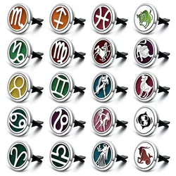 12 Constellations Car Air Freshener Stainless Steel Essential Oil Diffuser Car Vent Clip Perfume Lockets Aromatherapy Pendants