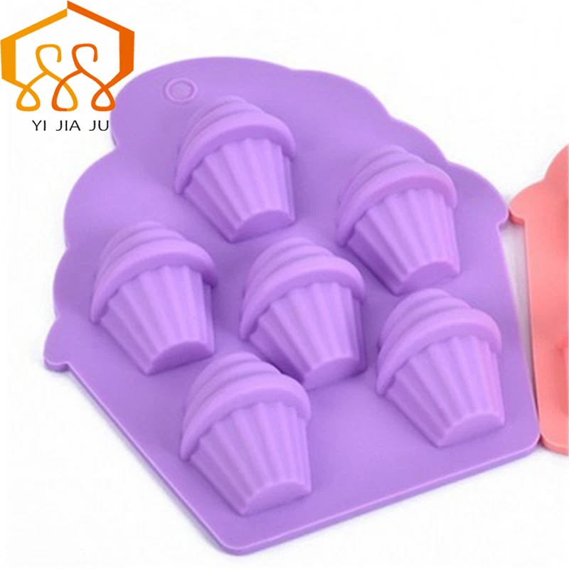 Baking Tools  Ice Cream Shape Mold Six-hole Fondant Cake Silicone Mold Candy Jelly Chocolate Mould Cake Decorator