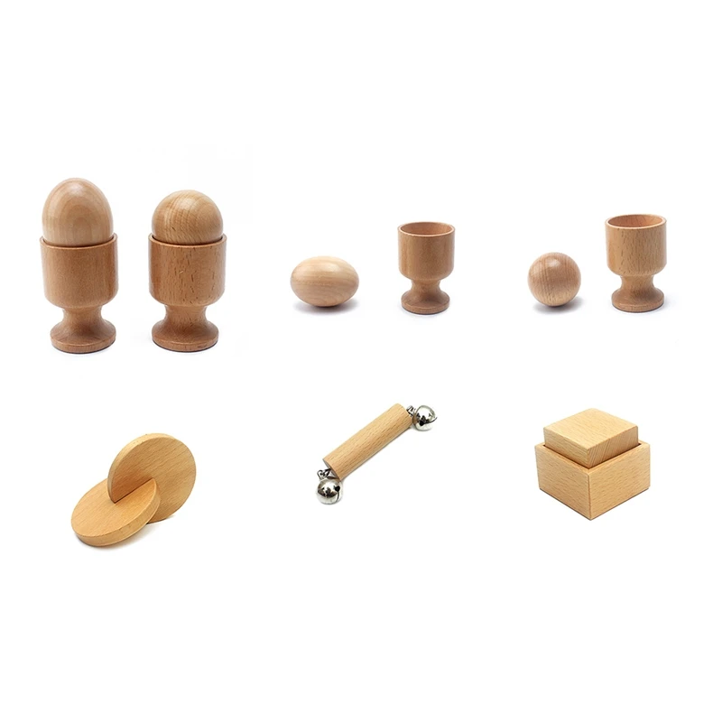 5Pcs 	Infant & Toddler Toys Montessori Wooden 3D Object Fitting Exercise Early Education Preschool Practical Life Toys for Baby