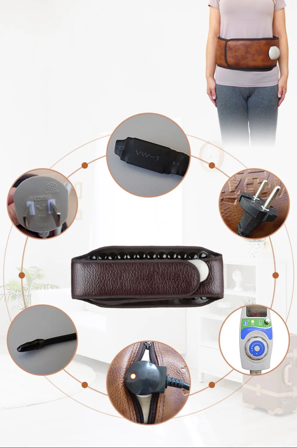 Heat protection of lumbar abdomen warm physical therapy health care warm sp/ms tomalin germanium stone electric heating