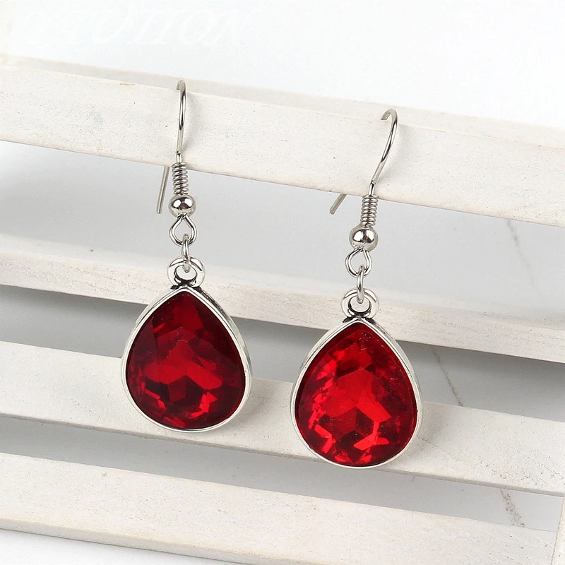 1set Vintage Water drop Pendant Necklace & earrings Fashion Jewelry red