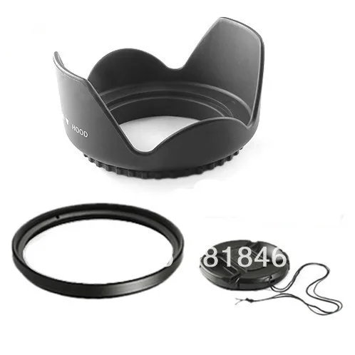 55ミリメートル花レンズフード + uvフィルター + レンズキャップソニー18-55,55-200,55-250キヤノンニコンpk一眼レフ