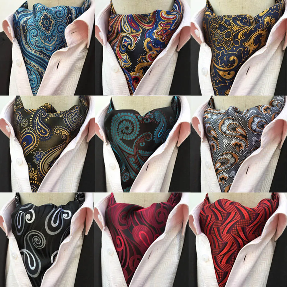 

Men Paisley Floral Checks Cravat Ascot Ties Wedding Colorful Necktie BWTHZ0305